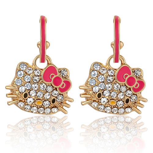 Hello Kitty Pave Crystal Hoop Earring In Gold