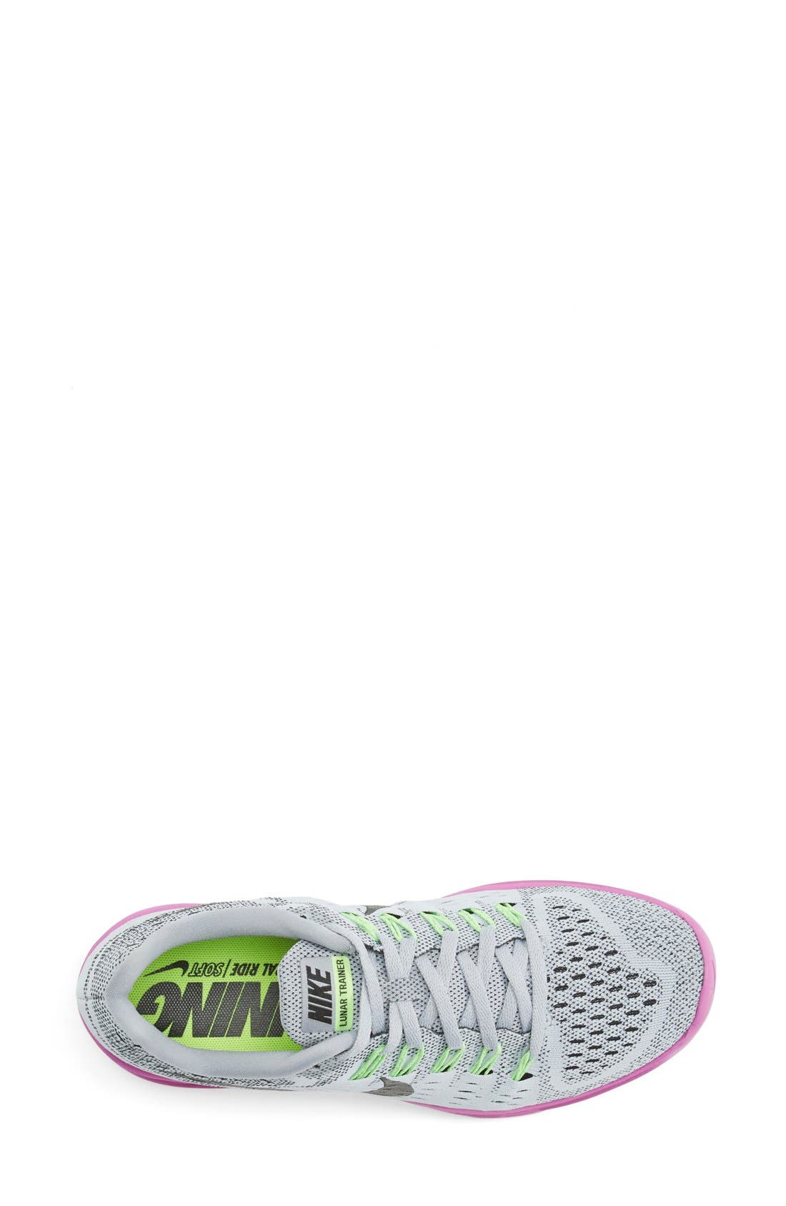 'LunarTempo' Running Shoe, Alternate, color, GREY/ FUCHSIA/ LIME