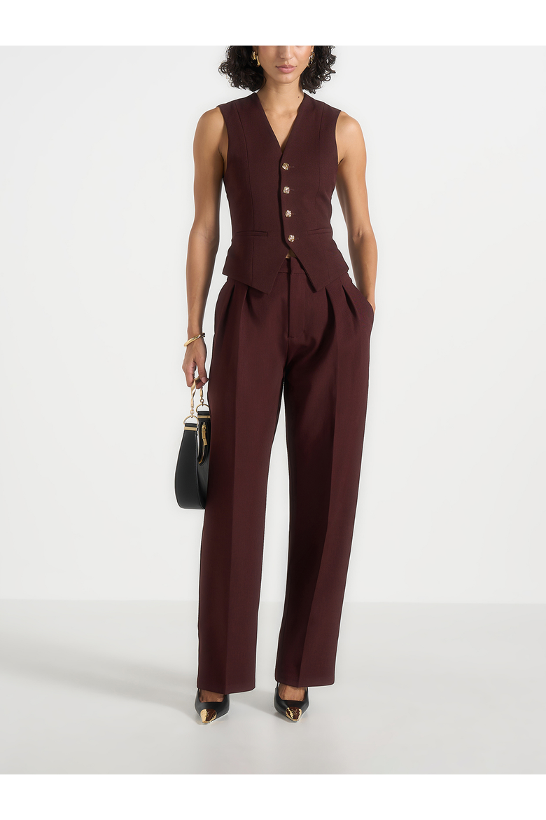 Christine Structured Cinch Waistcoat, Alternate, color, Wine Red