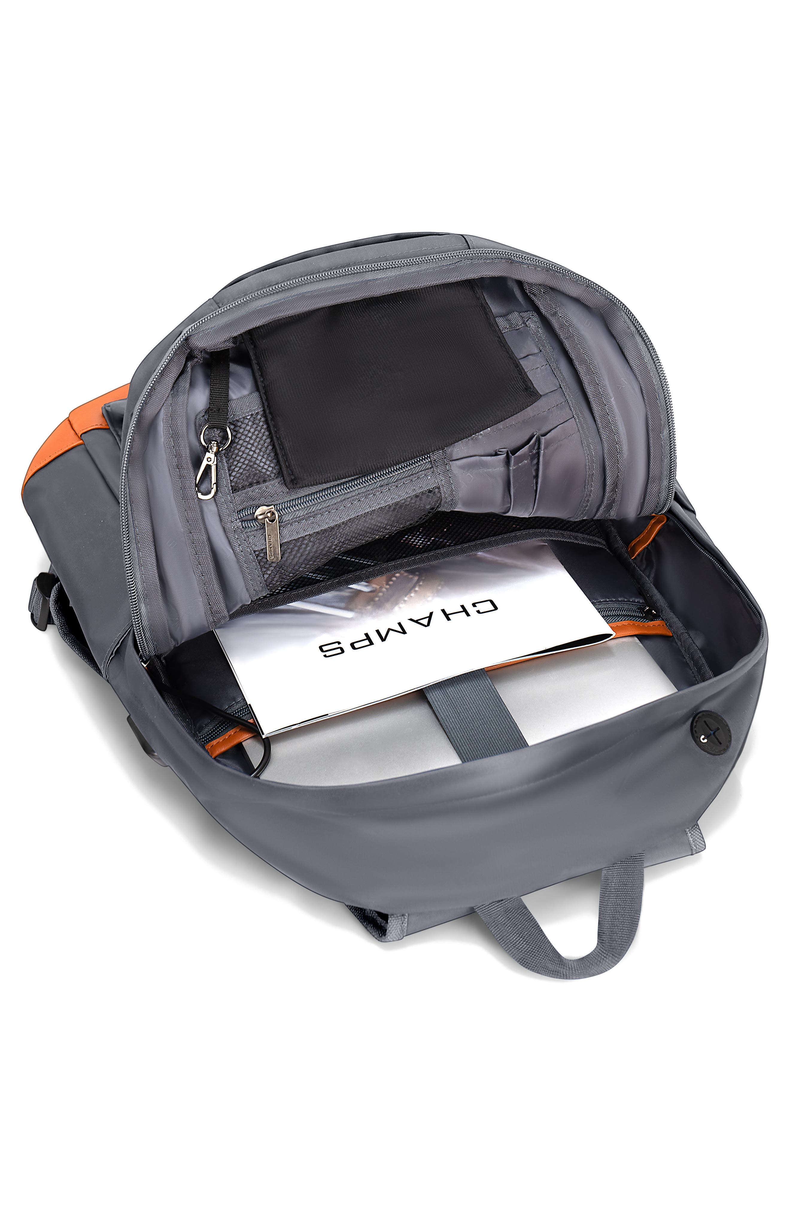 CHAMPS Water Resistant Nylon Backpack, Alternate, color, Grey