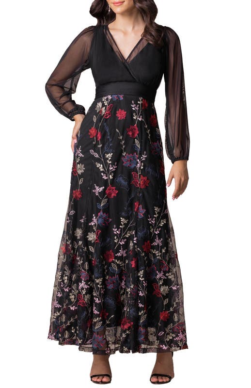 Isabella Embroidered Mesh Gown