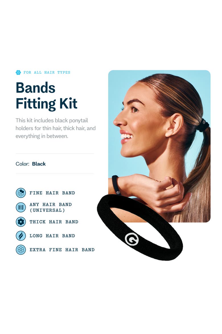 Hair Ties in 5 Sizes, Bands Fitting Kit, Alternate, color, Black