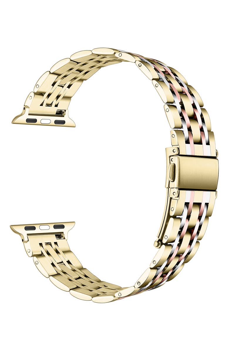 The Posh Tech Rainey Tricolor Stainless Steel Apple Watch<sup>®</sup> Watchband, Alternate, color, Gold