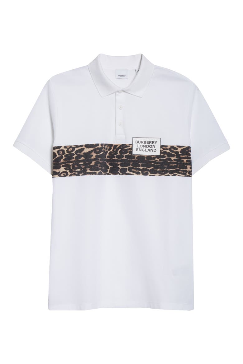 Somerville Leopard Stripe Short Sleeve Piqué Polo, Alternate, color, WHITE