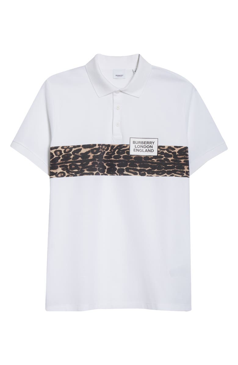 Burberry Somerville Leopard Stripe Short Sleeve Piqué Polo, Alternate, color, 
