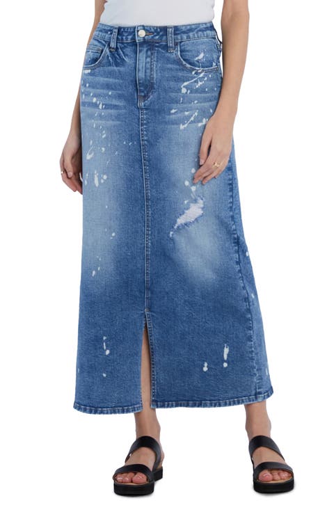 Beloved Distressed Denim Maxi Skirt