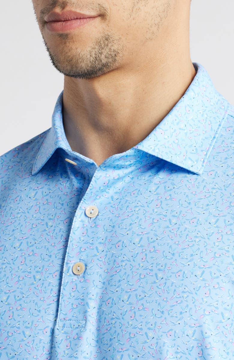Peter Millar Macaw Stripe Performance Jersey Polo, Alternate, color, Cottage Blue