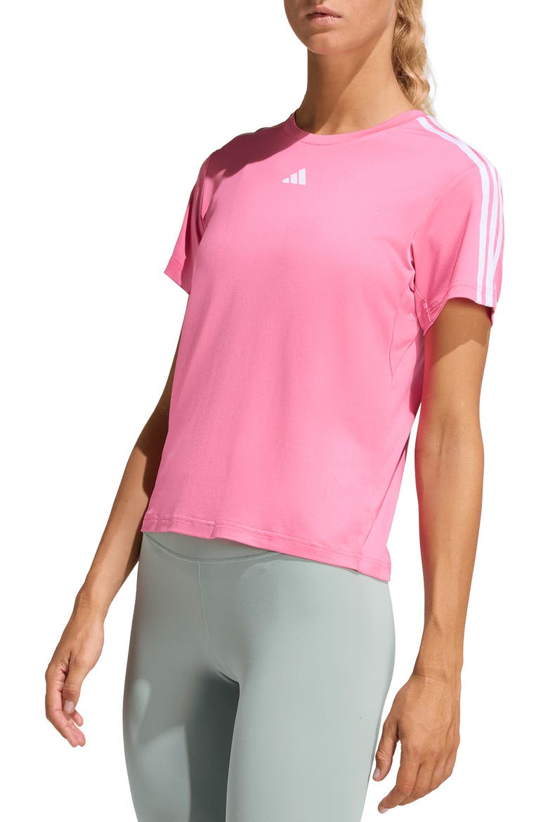 Essentials 3-Stripes Performance T-Shirt, Main, color, PINK FUSION