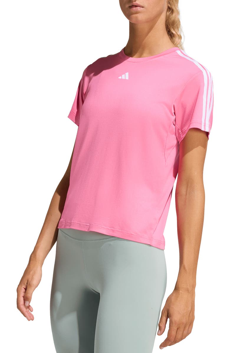 adidas Essentials 3-Stripes Performance T-Shirt, Main, color, Pink Fusion