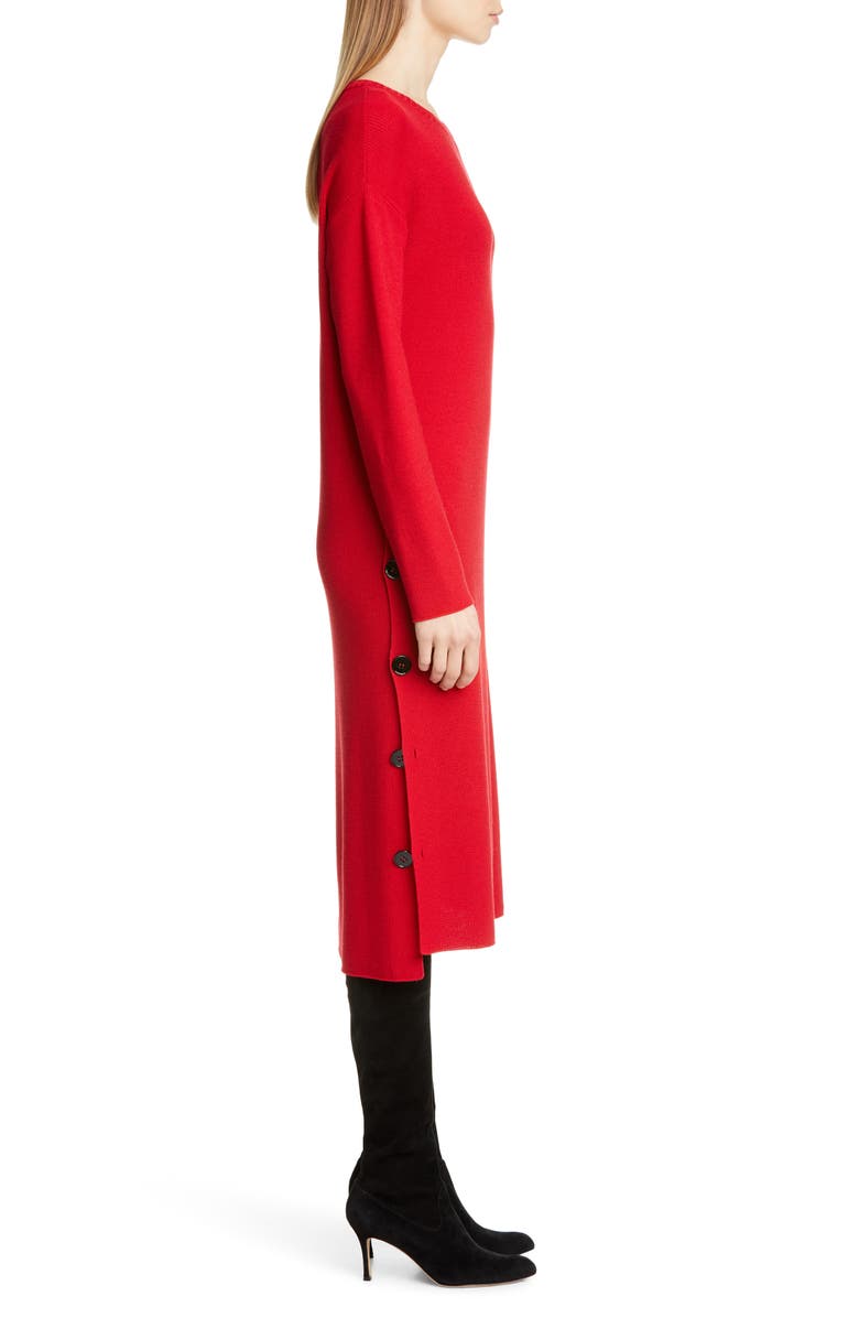 Fuzzi Side Button Long Sleeve Midi Sweater Dress, Alternate, color,