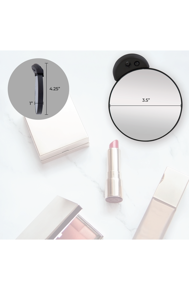 Zadro Lighted Compact Mirror with 15X Magnification & Retractable Suction Cups, Alternate, color, Black