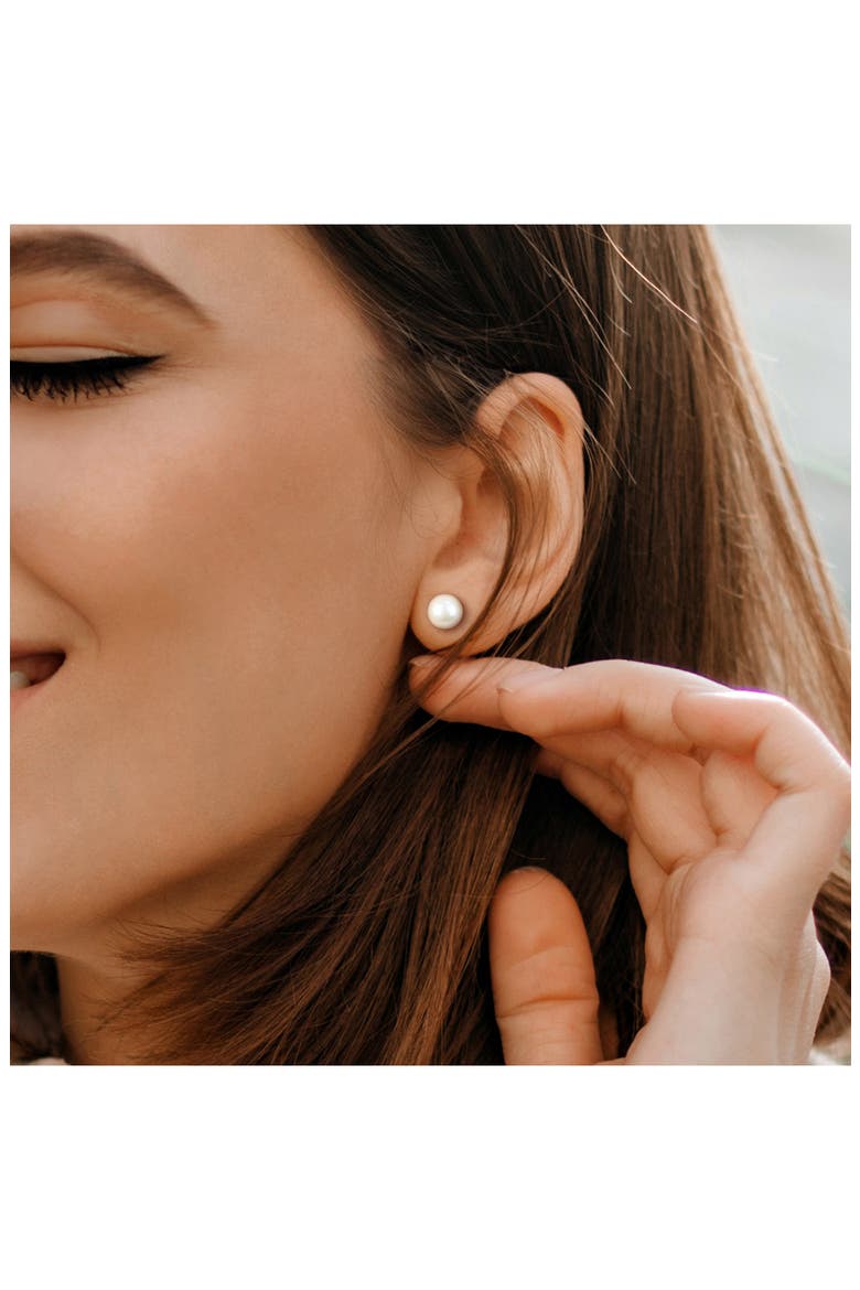14K Yellow Gold Cultured Pearl Stud Earrings, Alternate, color, GOLD