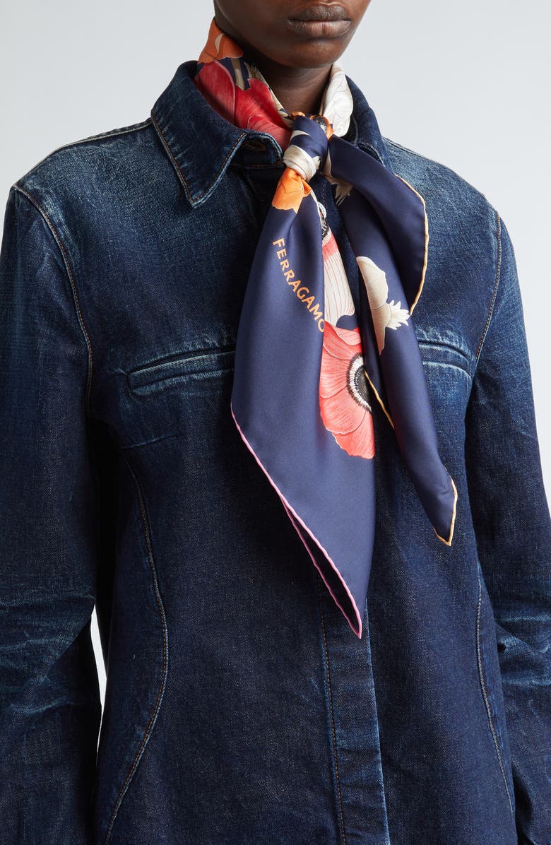 FERRAGAMO Anemone Flower Silk Scarf, Alternate, color,