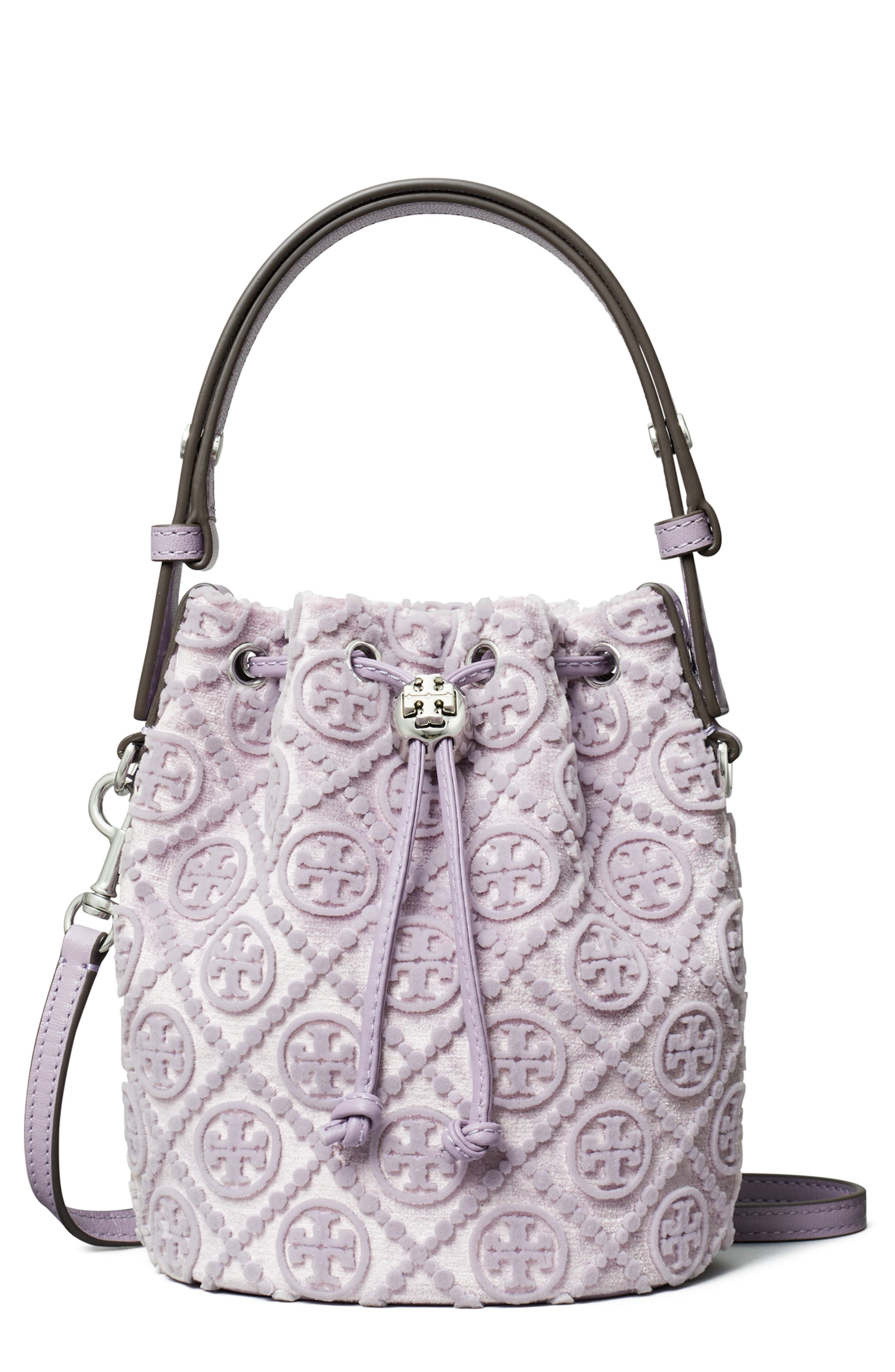 Tory Burch Mini T Monogram Fil Coupé Bucket Bag, Main, color, 