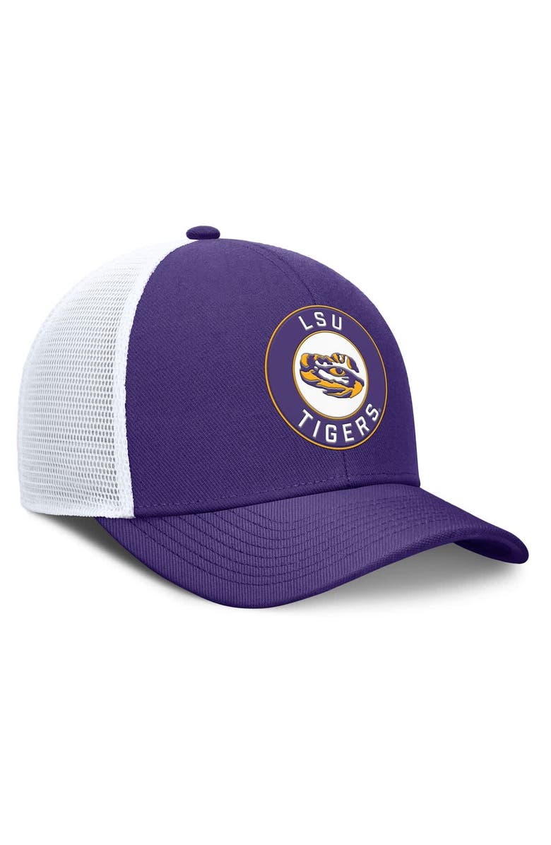 Nike Men's Nike Purple/White LSU Tigers Rise Primetime Performance Trucker Adjustable Hat, Alternate, color, Purple
