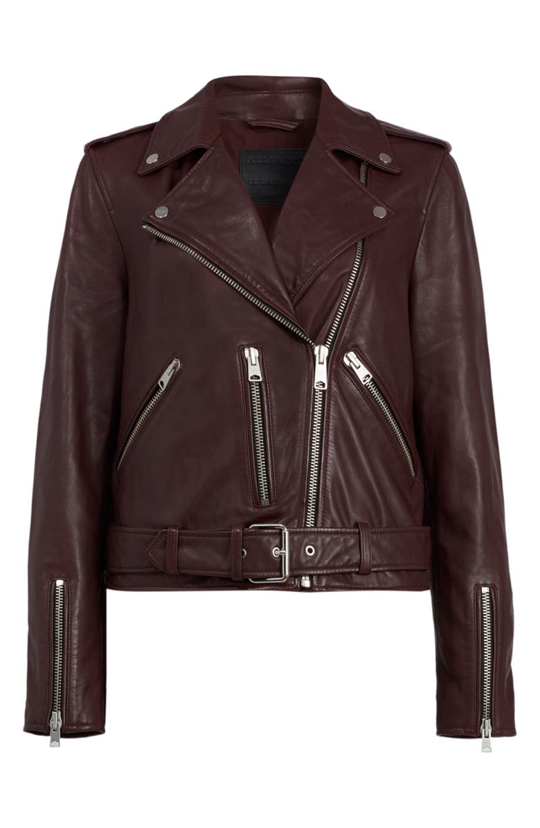 AllSaints Balfern Leather Biker Jacket, Alternate, color,