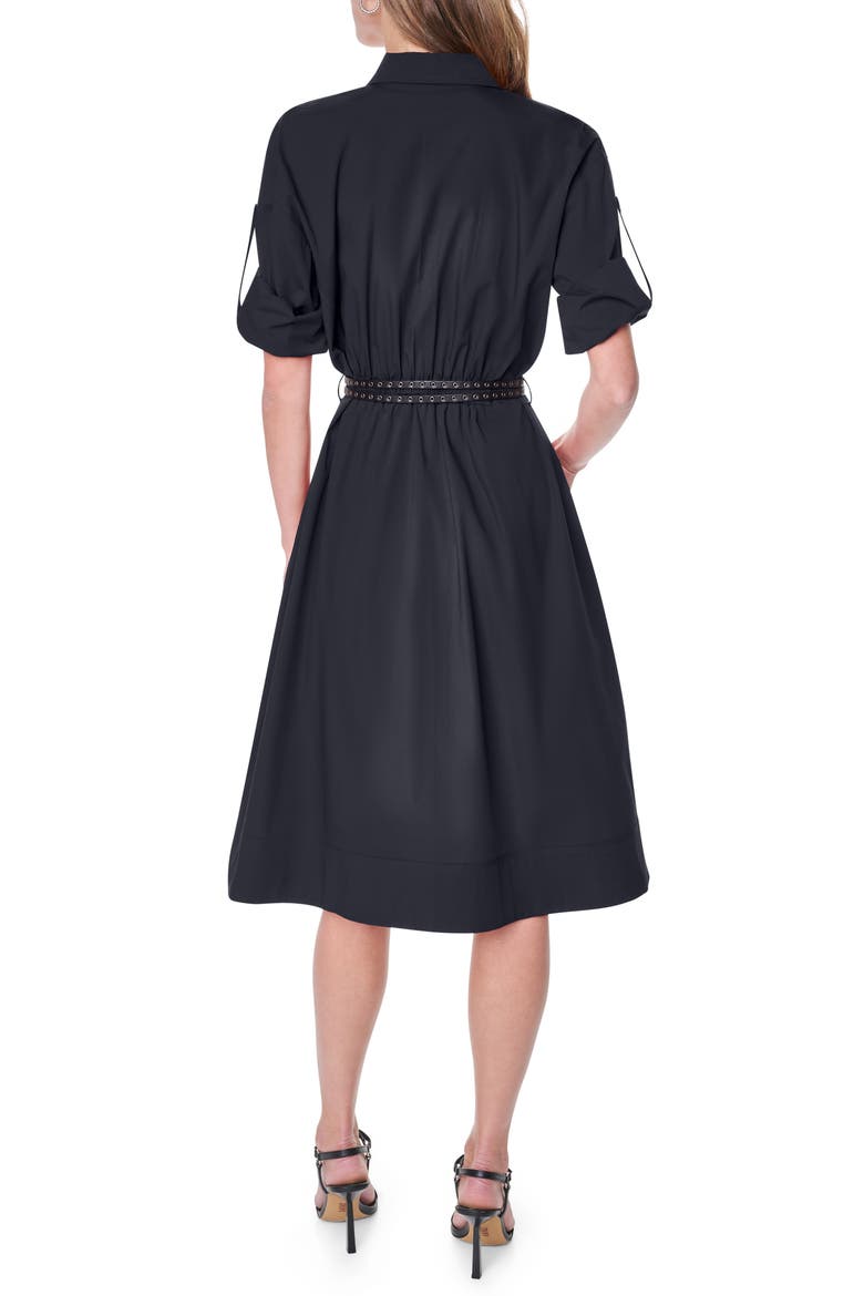 Long Sleeve Stretch Cotton Shirtdress, Alternate, color, BLACK