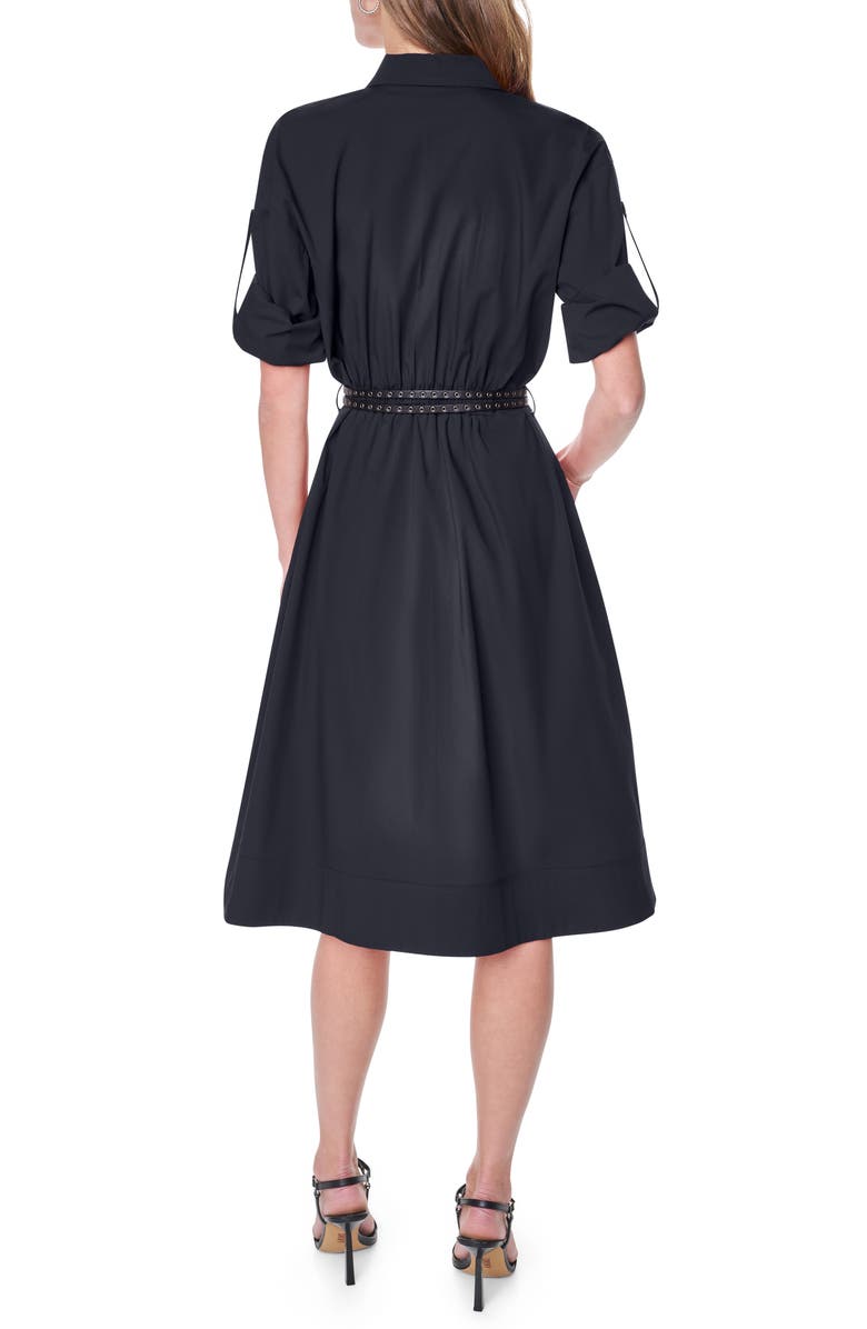 DKNY Long Sleeve Stretch Cotton Shirtdress, Alternate, color, Black