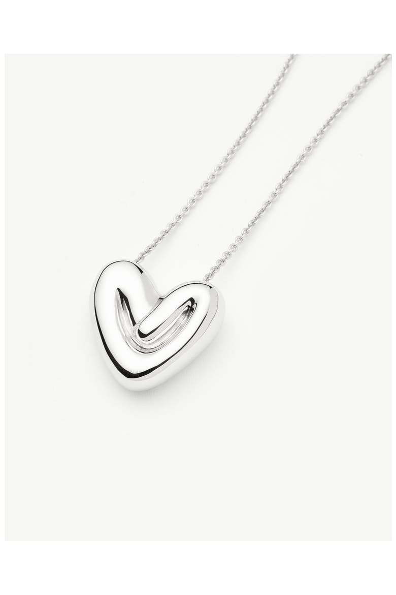 Puffy Heart Pendant Necklace, Alternate, color, SILVER
