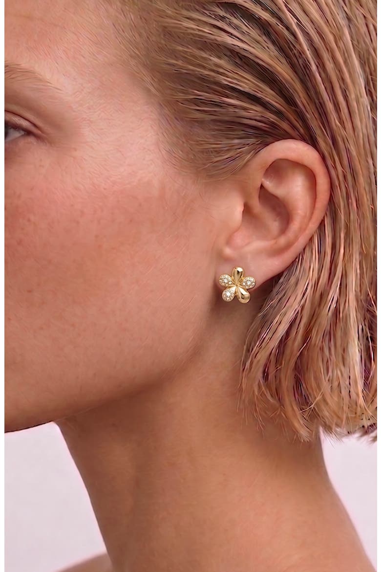Luna Mini Flower Crystal Stud Earring in Gold, Alternate, color, Gold