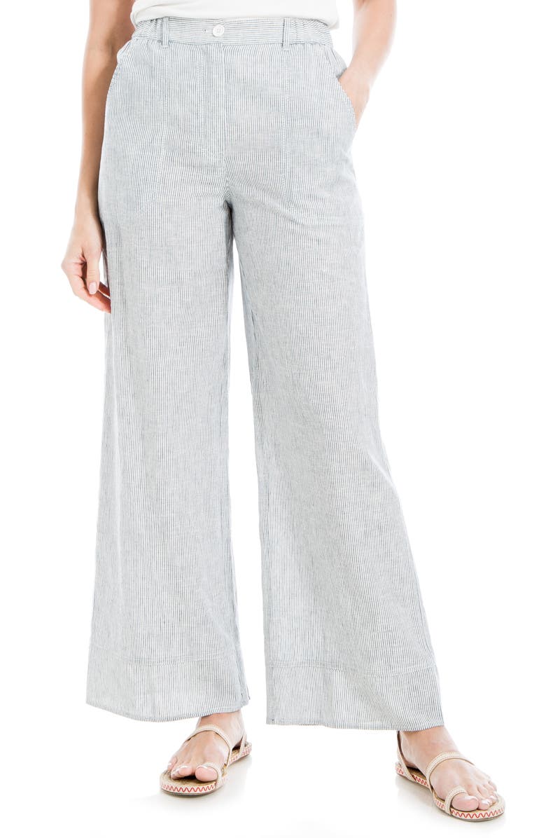 MAX STUDIO Stripe High Waist Wide Leg Linen Blend Pants, Alternate, color, 
