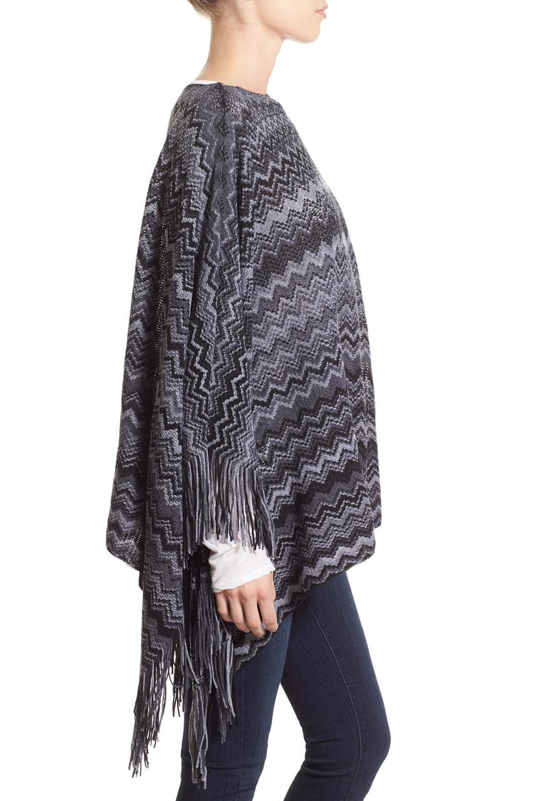 Zigzag Poncho, Alternate, color, BLACK/ GREY
