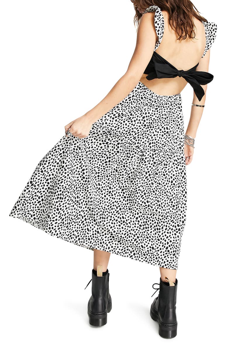 Topshop Smocked Tiered Cotton Maxi Dress, Alternate, color,