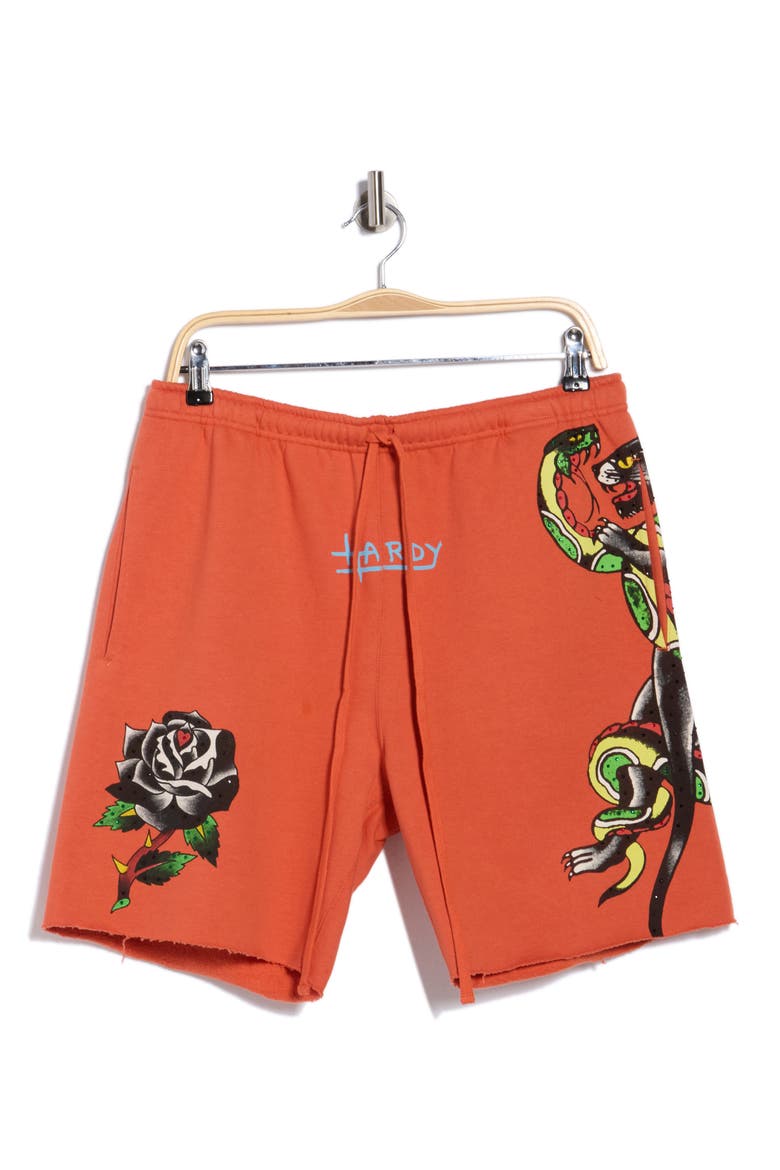 Panther Drawstring Shorts, Alternate, color, ORANGE