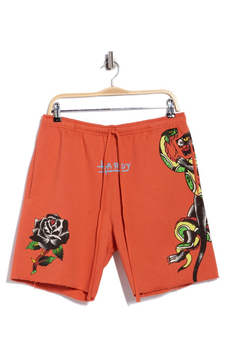 Ed Hardy Panther Drawstring Shorts, Alternate, color, Orange