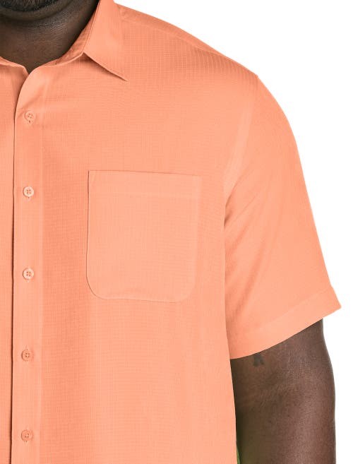 Harbor Bay By Dxl Microfiber Comfort Grid Sport Shirt In Orange