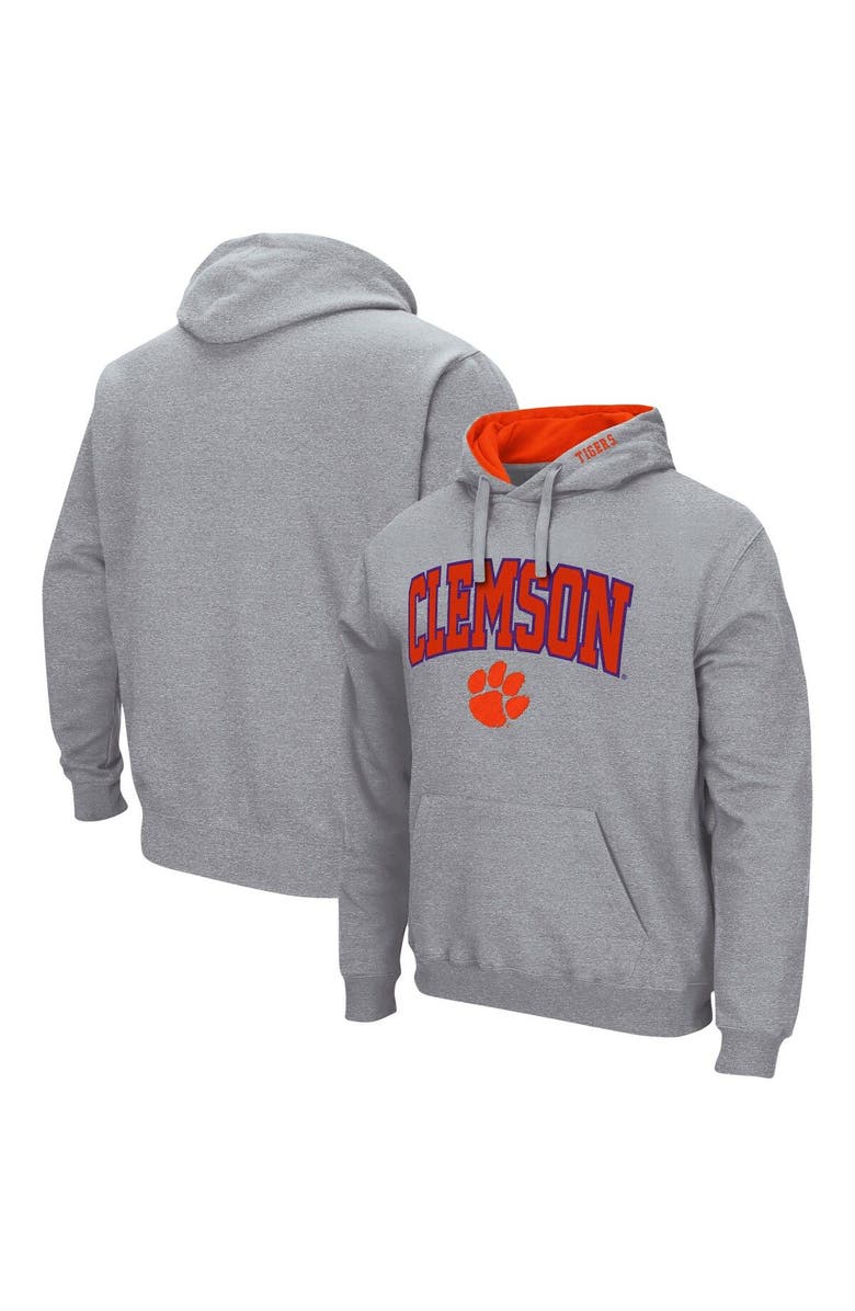 COLOSSEUM Men's Colosseum Heather Gray Clemson Tigers Arch & Logo 3.0 Pullover Hoodie, Main, color, Heather Gray