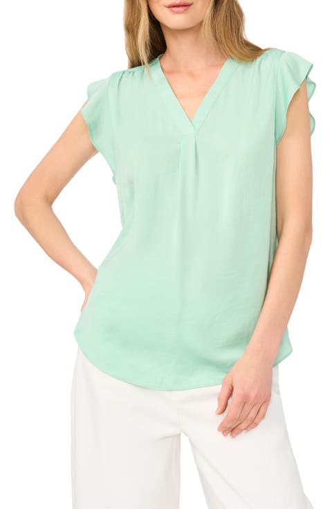 Ruffle Sleeve Satin Top