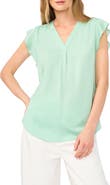 Vince Camuto Ruffle Sleeve Satin Top