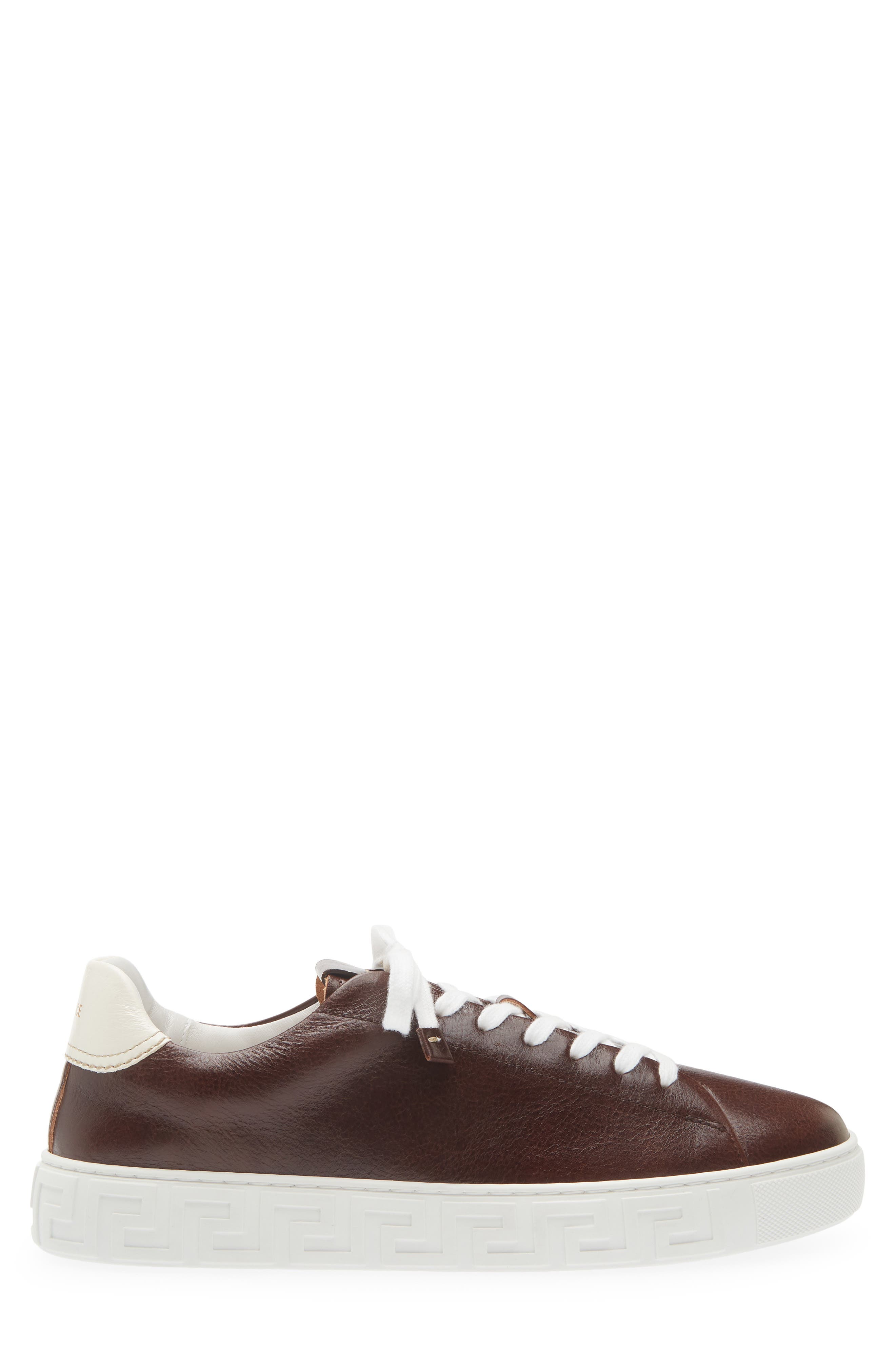 Greca Leather Sneaker, Alternate, color, CASTAGNA WHITE