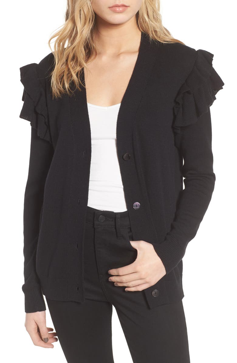 Hinge Ruffle Sleeve Cardigan, Main, color, 