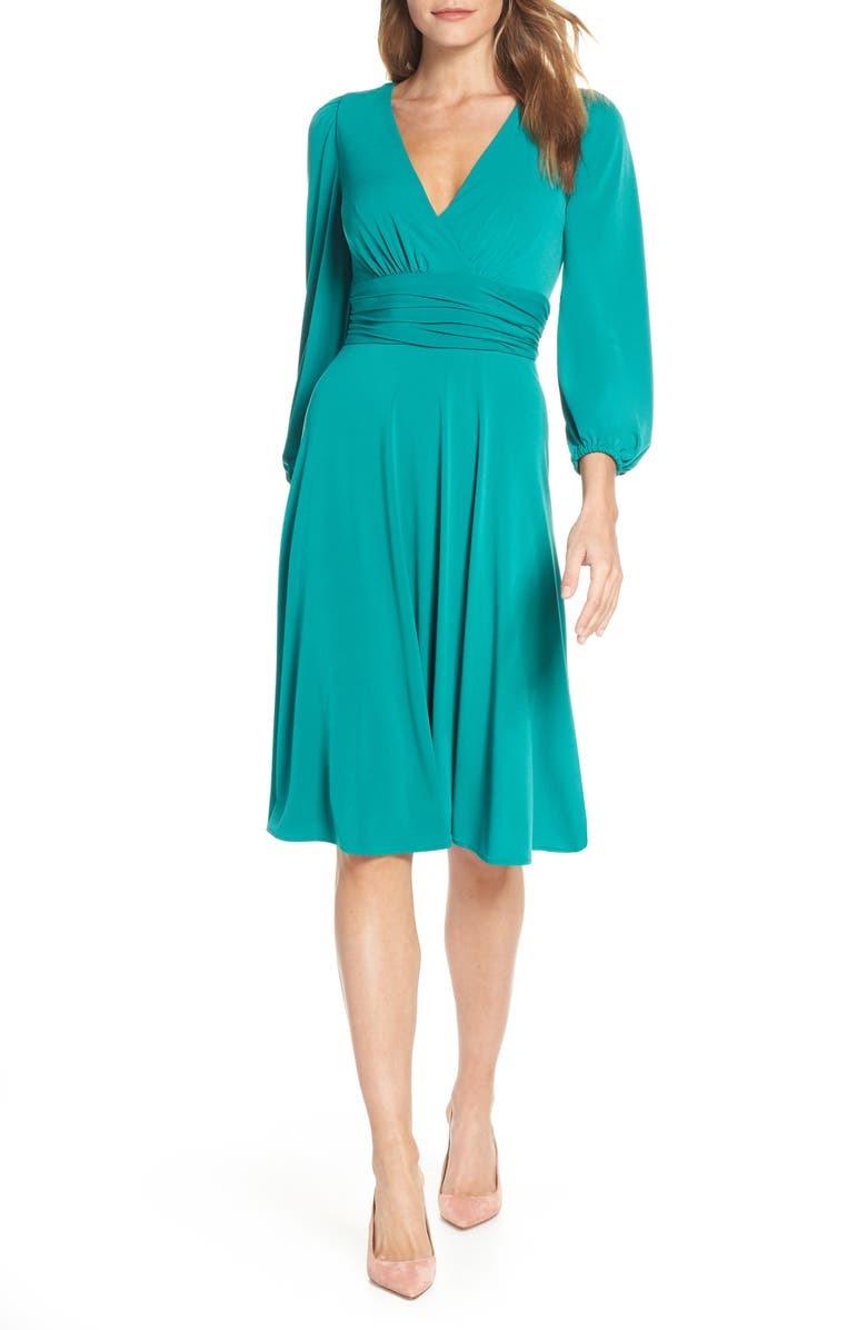 Eliza J V-Neck Fit & Flare Dress, Alternate, color, 