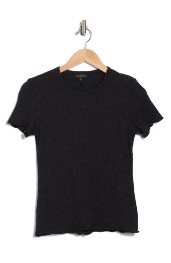Rag & Bone Gemma Floral Jacquard T-shirt In Black
