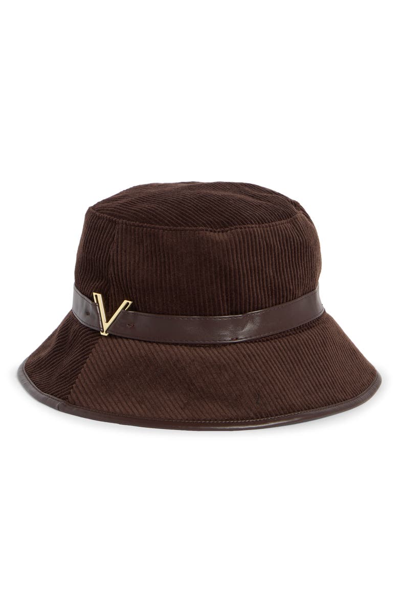 Vince Camuto Corduroy Bucket Hat, Main, color, Chocolate
