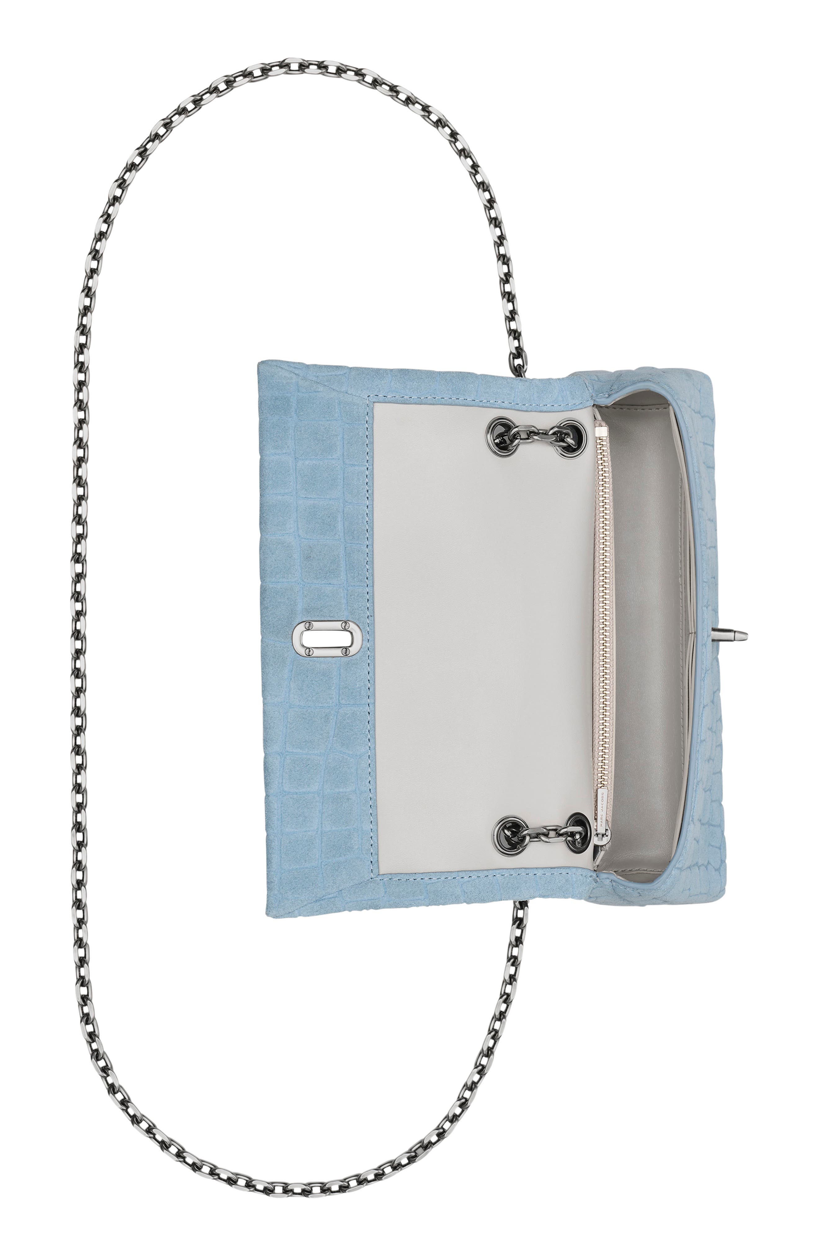 Marc Jacobs The Dual Chain Strap Suede Mini Bag, Alternate, color, Blue Mist