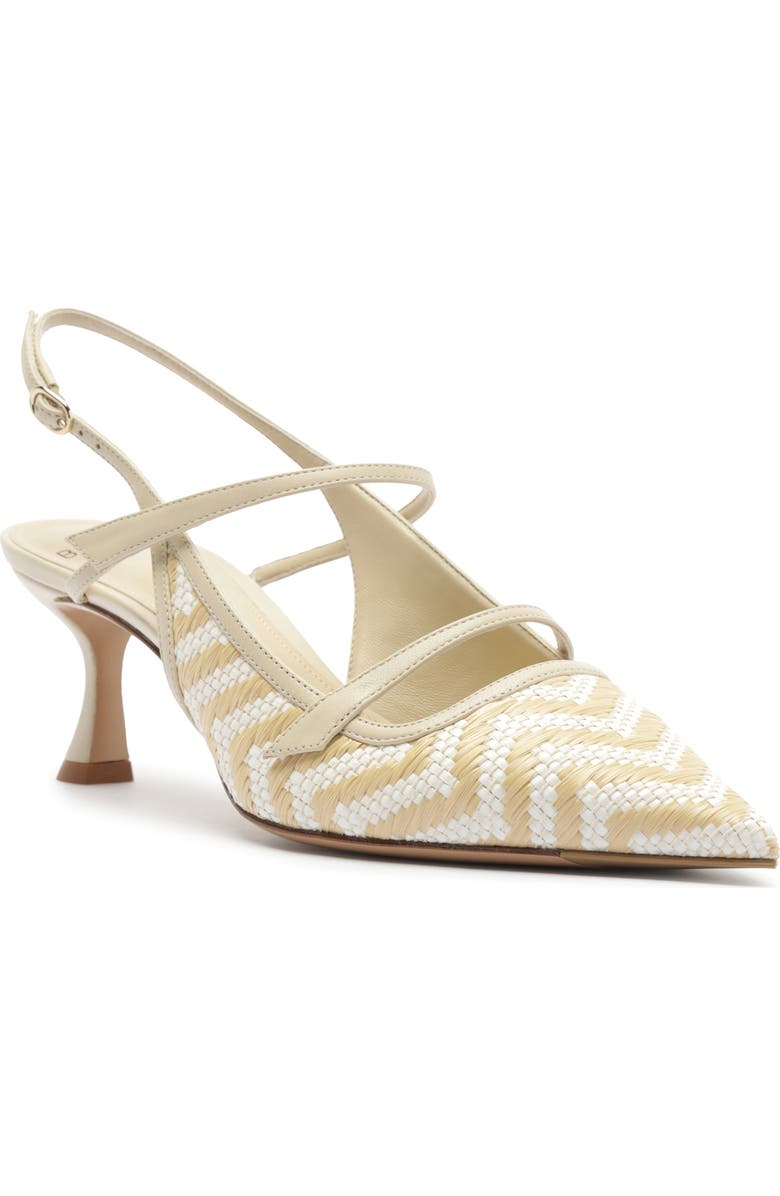 Alexandre Birman Tita Raffia Pointed Toe Slingback Pump, Main, color, Eggshell