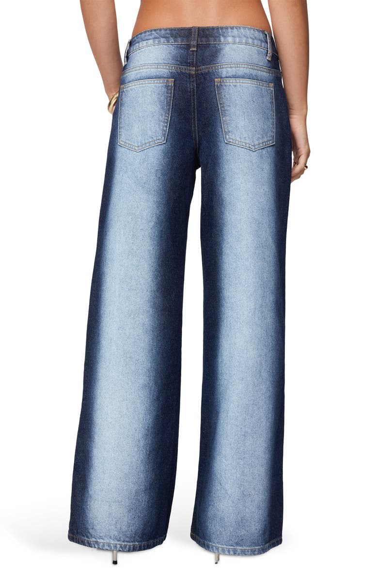 EDIKTED Ema Bleach Stripe Low Rise Wide Leg Jeans, Alternate, color, Dark-Blue