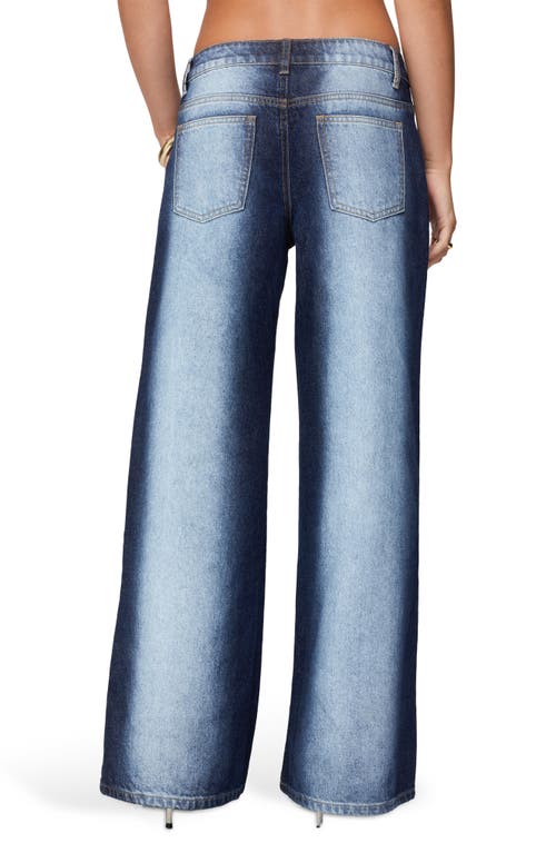 Edikted Ema Bleach Stripe Low Rise Wide Leg Jeans In Blue