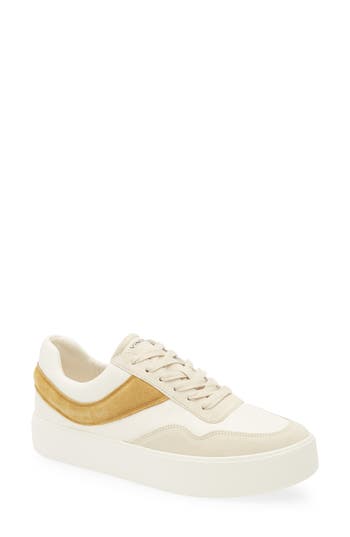 Vince Benfield Court Leather Sneaker In Milk/golden Desert