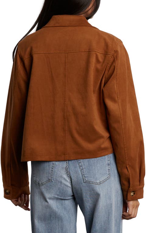 Billy T Boxy Faux Suede Jacket In Brown