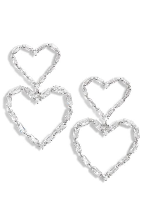 NORDSTROM NORDSTROM DOUBLE CUBIC ZIRCONIA OPEN HEART DROP EARRINGS 