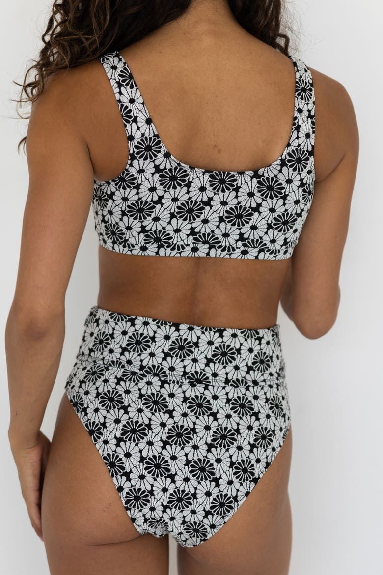 Daisy High Waisted Bikini Bottoms, Alternate, color, Black