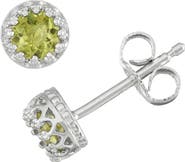 FZN Sterling Silver Stone Crown Stud Earrings