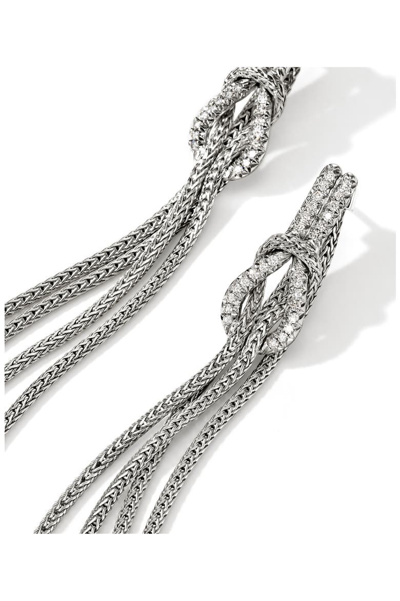 Love Knot Diamond Drop Earrings, Alternate, color, SILVER