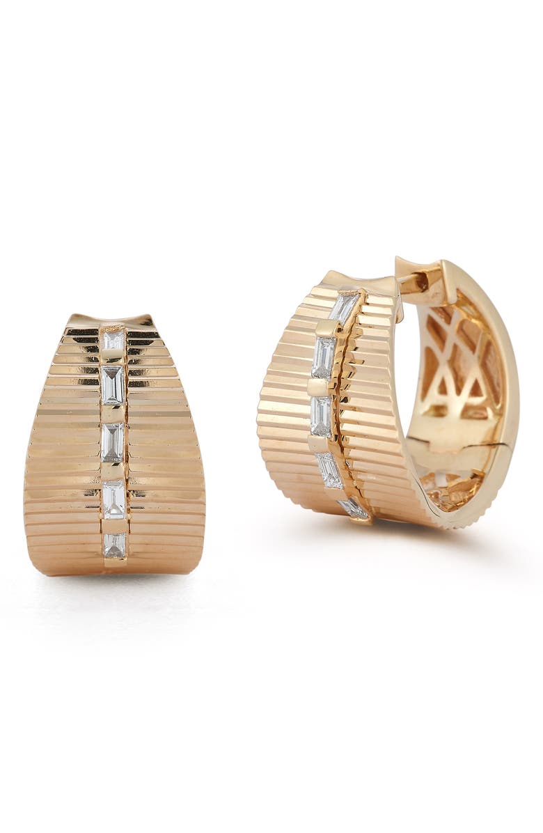 Dana Rebecca Designs Sadie Pearl Diamond Fluted Hoop Earrings, Main, color, 