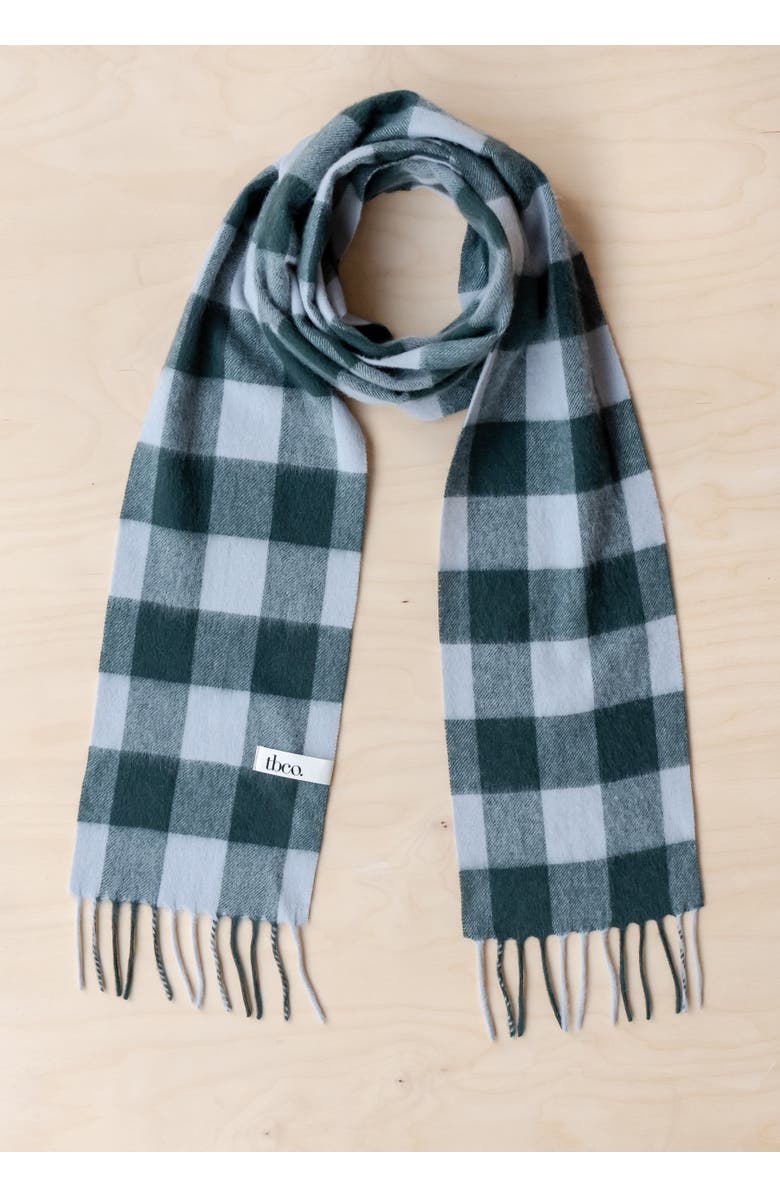 TBCo Lambswool Checkered Skinny Scarf, Alternate, color, Forest Gingham